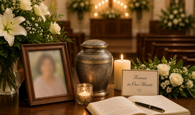 Memorial service setting at one of the funeral homes in Northern Cambria, PA