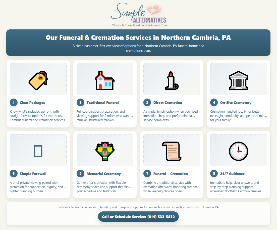 Our Funeral & Cremation Services in Northern Cambria, PA Infographic