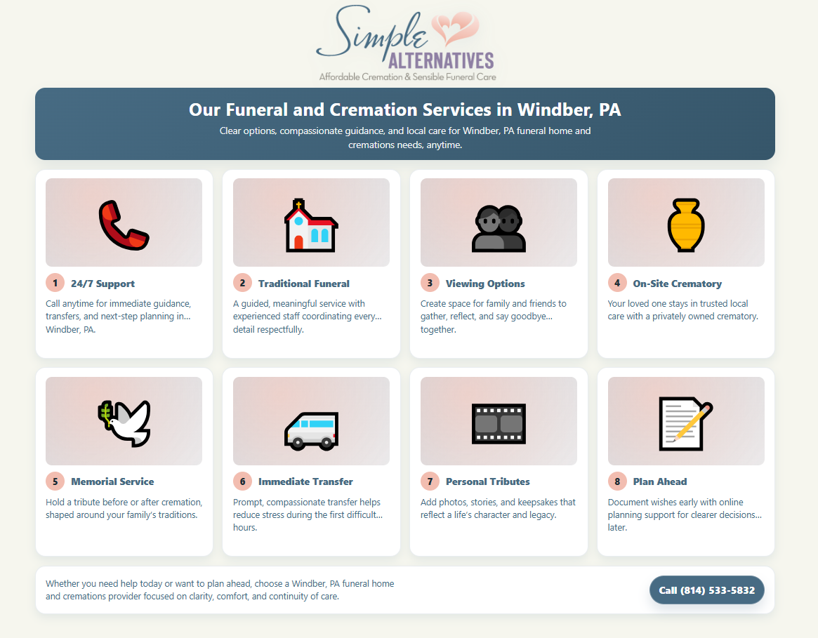 Our Funeral and Cremation Services in Windber, PA Infographic