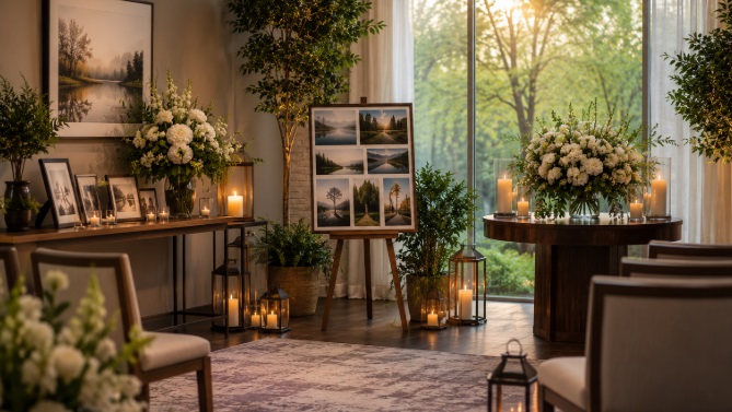 framed photos, and comfortable seating for cremation services in Richland, PA