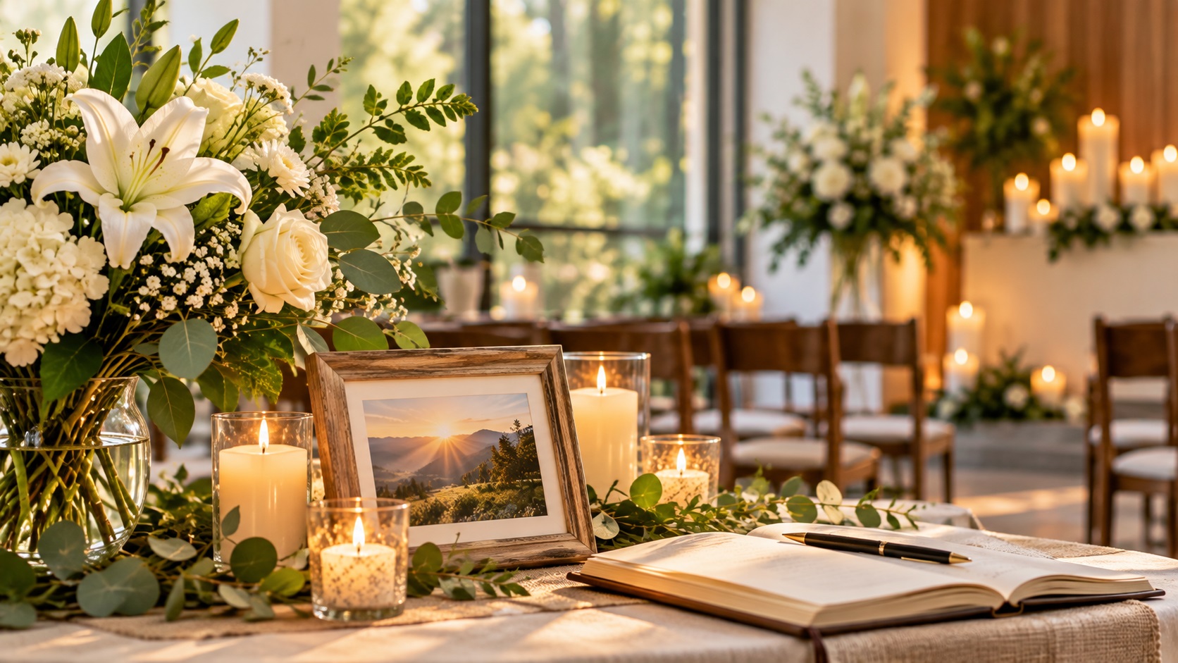 Meaningful ceremony setting reflecting cremation services Richland, PA, with flowers, candles, and thoughtful memorial details.